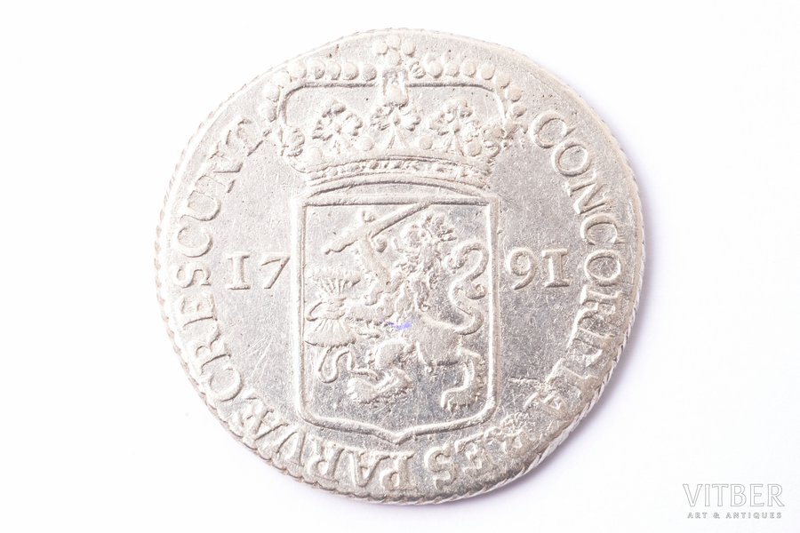 1 dālderis, 1791 g., sudrabs, Nīderlande, 27.83 g, Ø 40 mm, VF