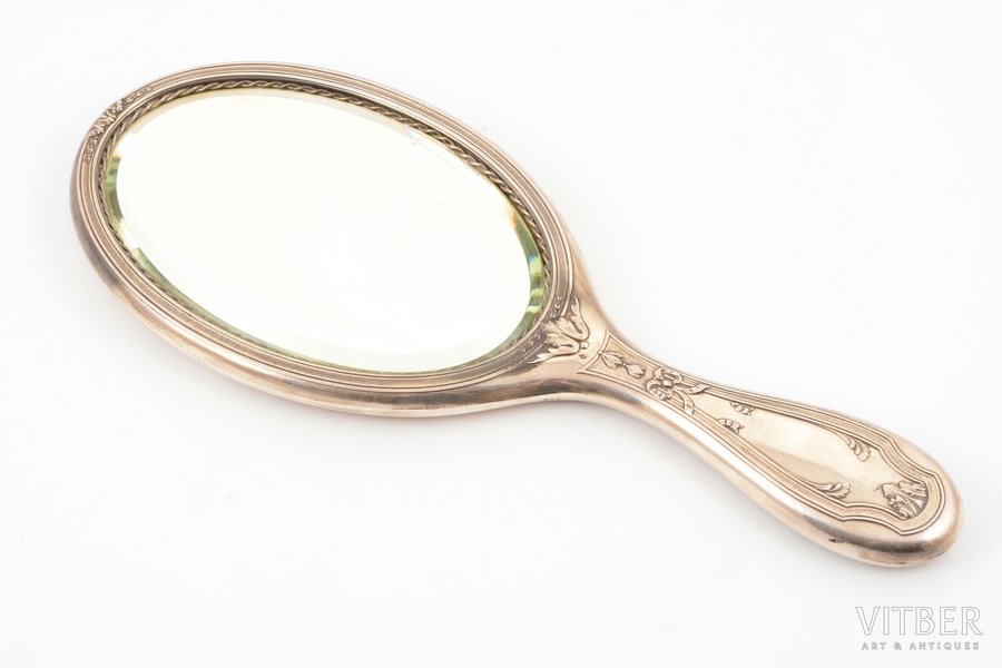 mirror, silver, 950 standard, 251.50 g, 25.8 cm, France