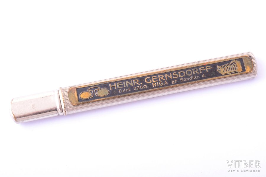 zīmulis, Heinr. Gernsdorff, Rīga, metāls, Latvija, 20. gs. sākums, 8.7 cm