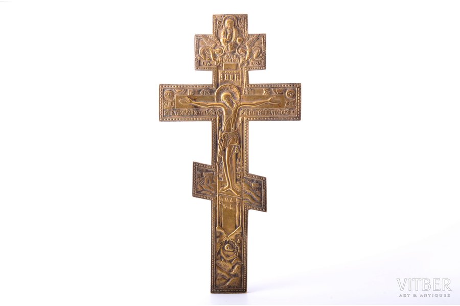 крест, Распятие Христово, медный сплав, Российская империя, 27.7 x 14 x 0.5 см, 458.95 г.