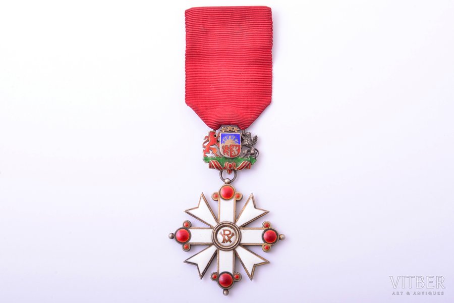 order, the Order of Vesthardus, 5th class, silver, enamel, Latvia, 1938-1940, 63 x 43.2 mm, 23.38 g, by V. Millers, 875 standard