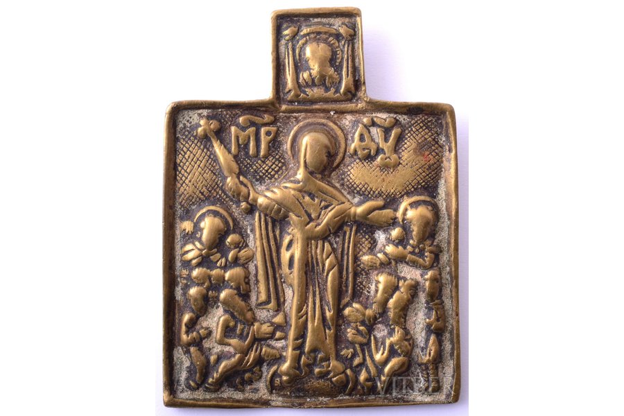 ikona, Dievmāte Visu sērojošo Prieks, vara sakausējuma, Krievijas impērija, 18. gs., 6.4 x 4.8 x 0.3 cm, 32.80 g.