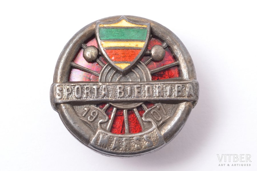 badge, "Marss" sports society, Latvia, 1907, Ø 24 mm