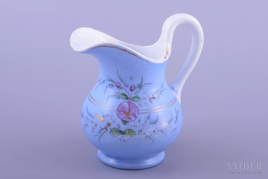 cream jug, porcelain, M.S. Kuznetsov manufactory, hand-painted, Riga (Latvia), Russia, the border of the 19th and the 20th centuries, h 12.5 cm