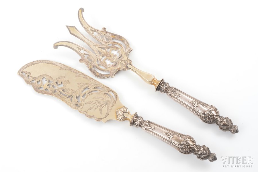 set of 2 flatware items, silver, 950 standart, metal, total weight of items 253.70g, France, 26.1 / 28.4 cm