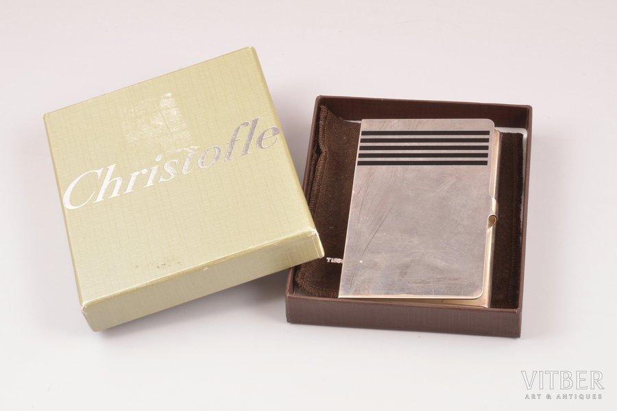 trauks vizītkartēm, sudrabs, Christofle, 950 prove, 94.1 g, 9.9 x 5.9 cm, Francija, kastītē