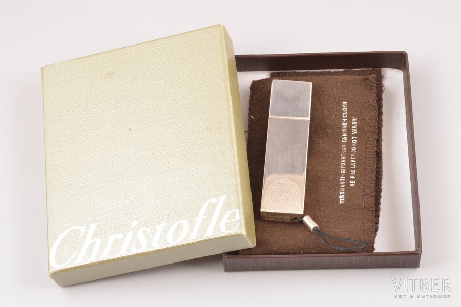 Flash card 1 GB, with fingerprint, Christofle, 950 standard, 43.9 g, 7.9 x 2 cm, France, in a case
