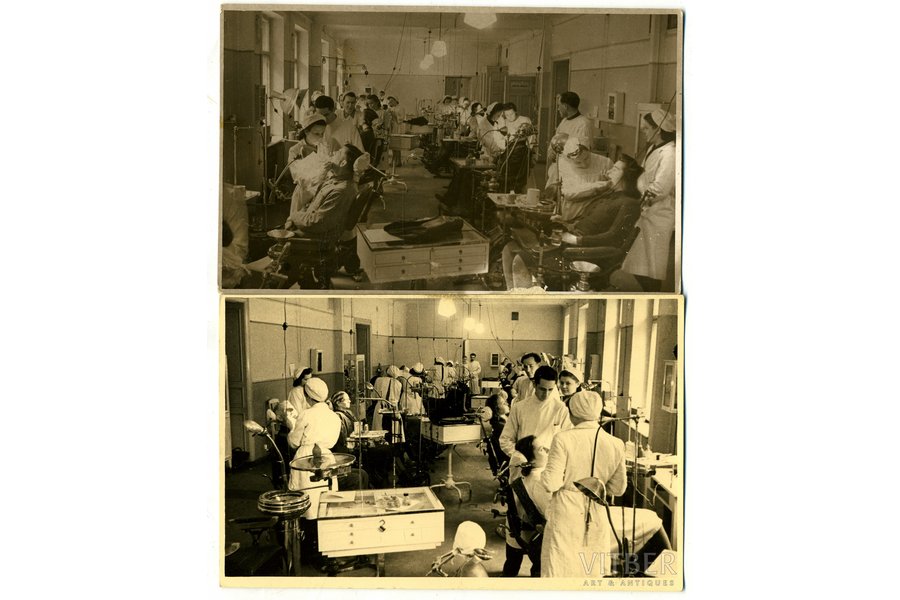 фотография, 2 шт., кабинет зубного врача, Латвия, 20-30е годы 20-го века, 13,3x8 см