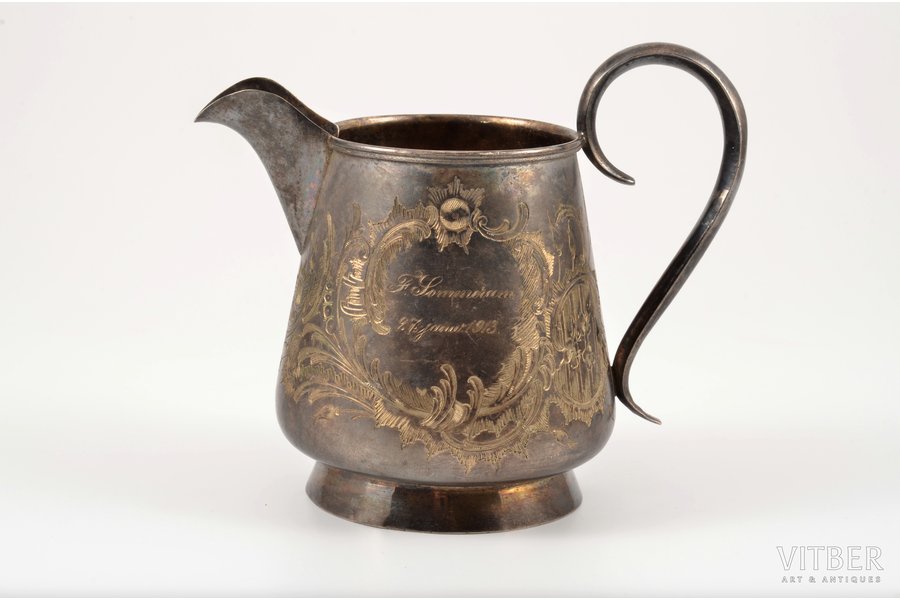 cream jug, silver, 84 standard, 187.90 g, h 11.1 cm, Ivan Mnekin, 1896-1907, Moscow, Russia