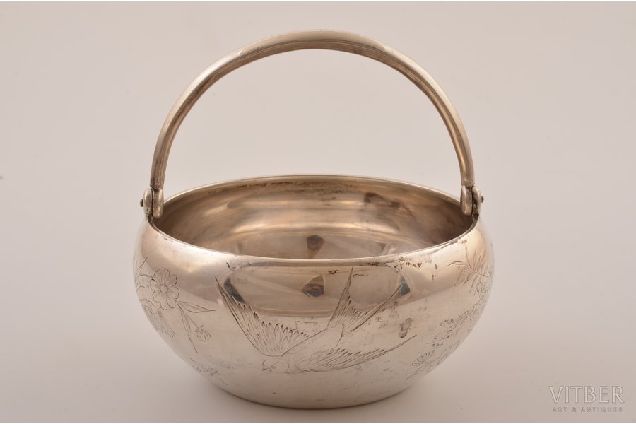 sugar-bowl, silver, 84 standard, 220 g, h (with handle) 11.3 cm, Nikolay Kemper's workshop, 1895, St. Petersburg, Russia