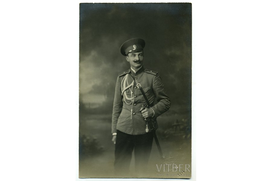 photography, officer's portrait, Russia, beginning of 20th cent., 13,8x8,8 cm