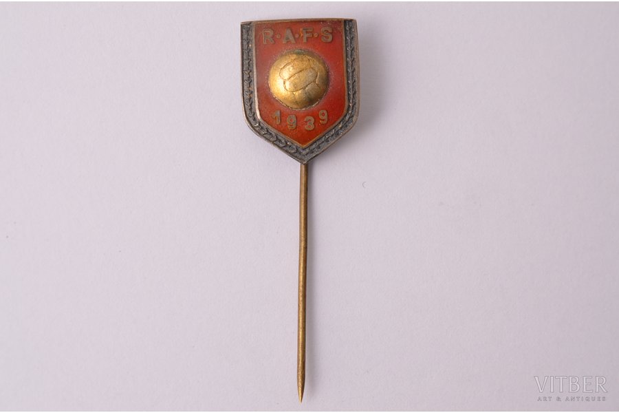 badge, RAFS (Football Amateur Association of Riga), Latvia, 1939, 17.3 x 14.1 mm