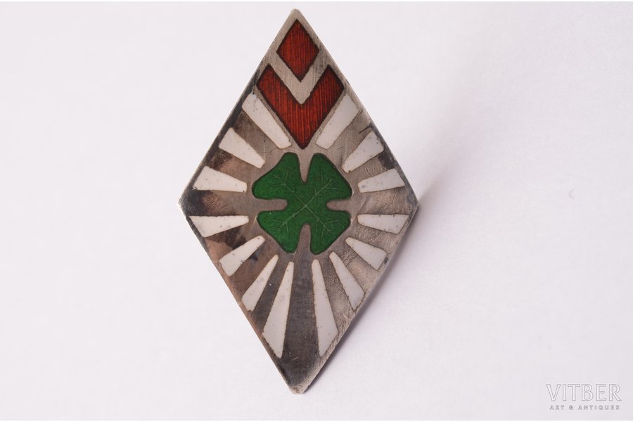 badge, Mazpulki (Latvian agriculture youth organization), Latvia, 20-30ies of 20th cent., 29.9 x 19 mm