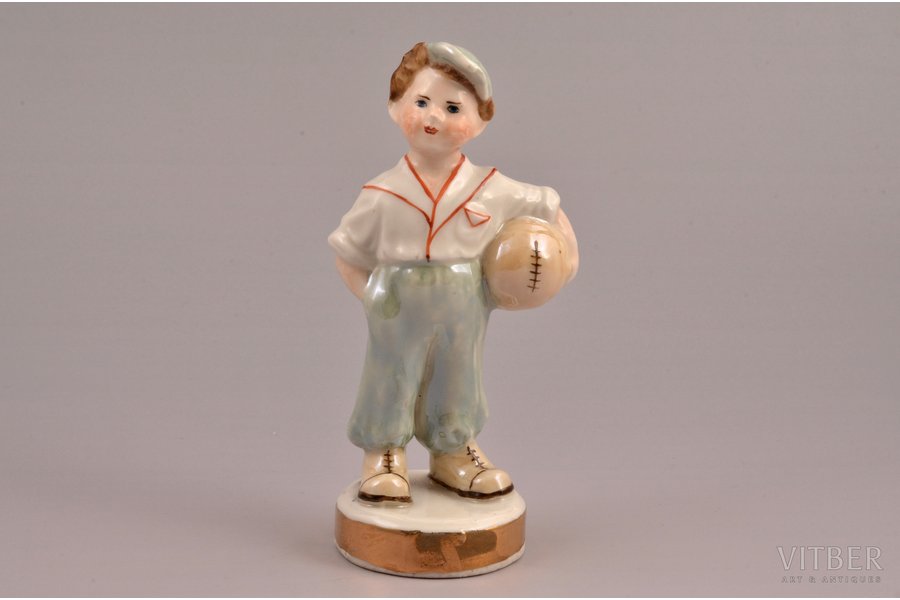 figurine, The young football player, porcelain, Riga (Latvia), USSR, Riga porcelain factory, molder - Zina Ulste, the 50ies of 20th cent., 12.3 cm