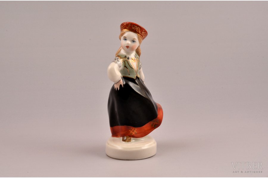 figurine, Folk dance, porcelain, Riga (Latvia), USSR, Riga porcelain factory, molder - Leja Novozeneca, the 50-60ies of 20th cent., 10.3 cm