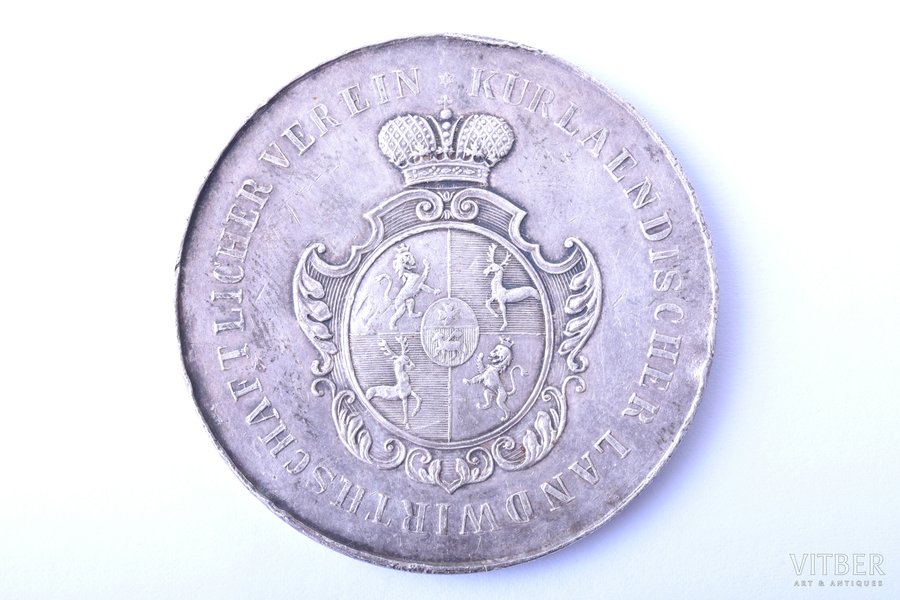 table medal, Agricultural society of Kurzeme (Kurlaendischer landwirtschaftlicher verein), silver, Latvia, Russia, 1905, Ø 43.6 mm, 29.65 g