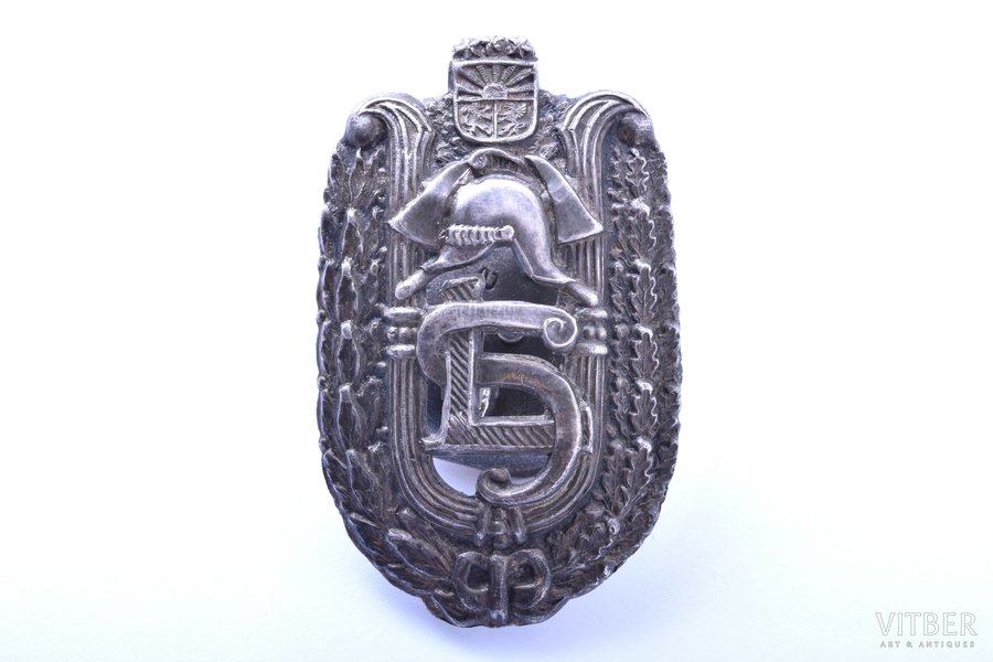 badge, LUS (Latvian firefighters union),  № 2449, Latvia, 20-30ies of 20th cent., 62.5 x 38.9 mm, "Vilhelms Fridrichs Müller" manufactory