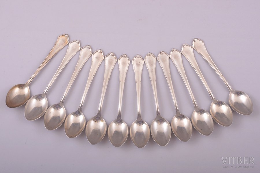 set of 12 coffee spoons, silve...