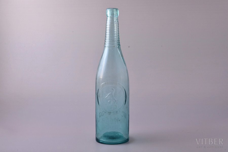 bottle, "Ливония-Рига, собственность завода" (Livonia-Riga, factory's property), Latvia, Russia, the beginning of the 20th cent., h 29.6 cm, chip at the neck