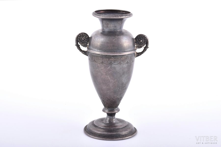 small vase, silver, 875 standard, 82.05 g, engraving, h 11.4 cm, Moscow Jewelry Factory, 1953, Moscow, USSR