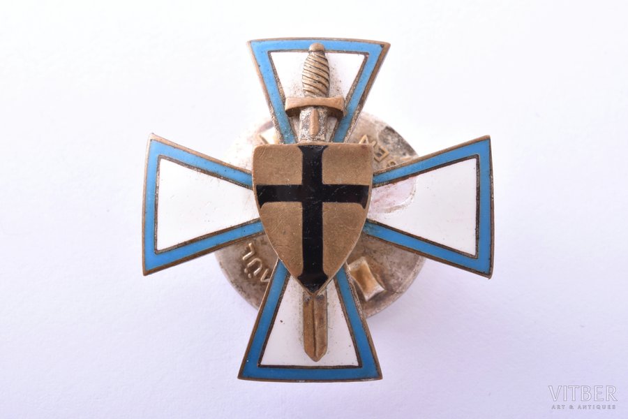 badge, Baltic land defence (Baltische Landeswehr), Latvia, 20ies of 20th cent., 36.6 x 37 mm, chip on white enamel