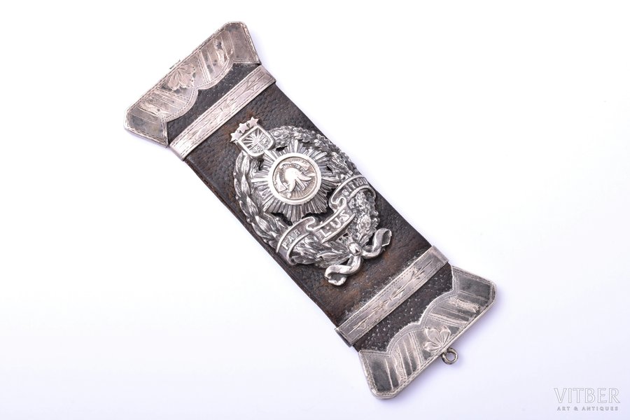 watch fob, LUS For diligence (Latvian Firefighter Union), silver, 875 standard, Latvia, 20-30ies of 20th cent., 110 x 43.6 mm