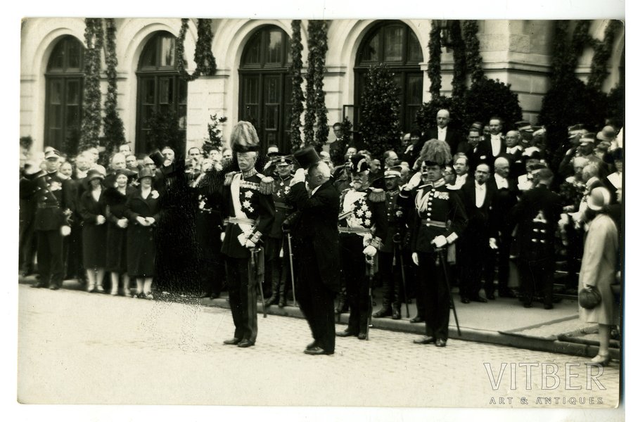фотография, Король Швеции Густав V в Риге в 1929 году, Латвия, 20-30е годы 20-го века, 13,8x8,8 см