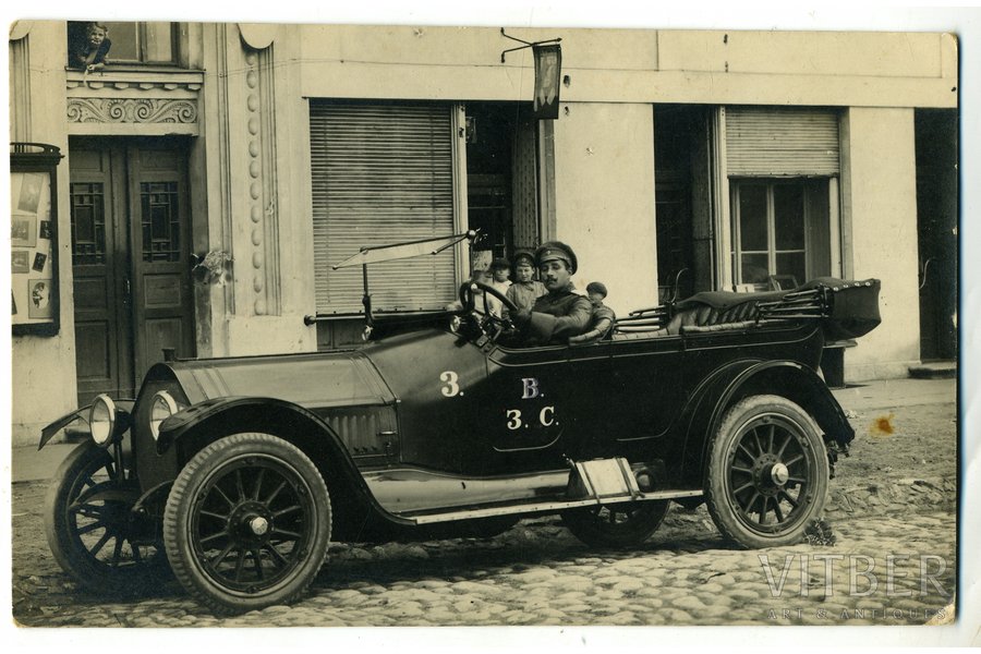 открытка, Рига, армейский автомобиль, Российская империя, начало 20-го века, 13,6x8,6 см