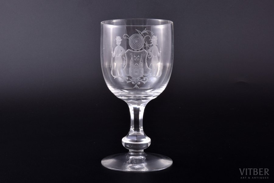 wine glass, Riga Riflemen Society, Latvia, Russia, the 19th cent., h 16.7 cm