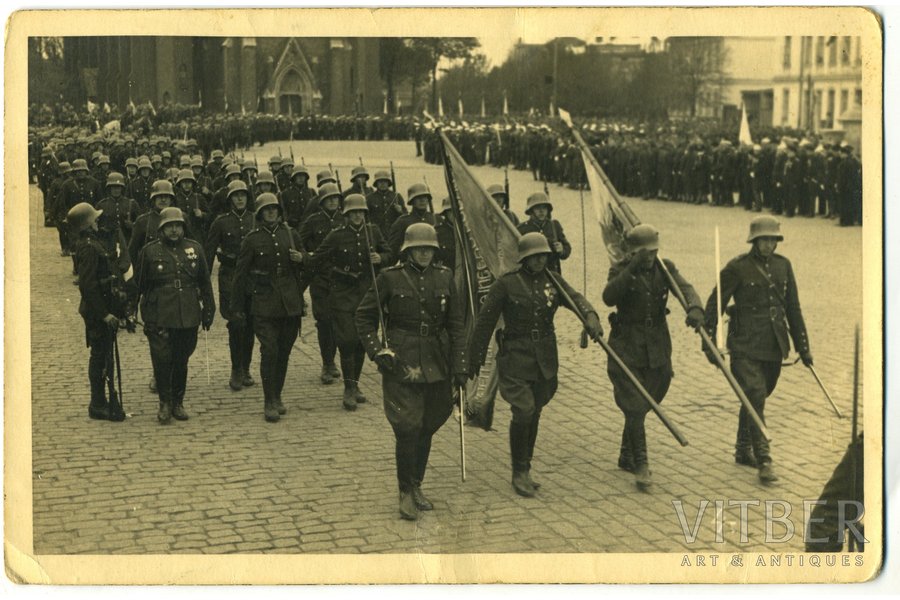 фотография, Лиепая, парад гарнизона, Латвия, 20-30е годы 20-го века, 14x9 см