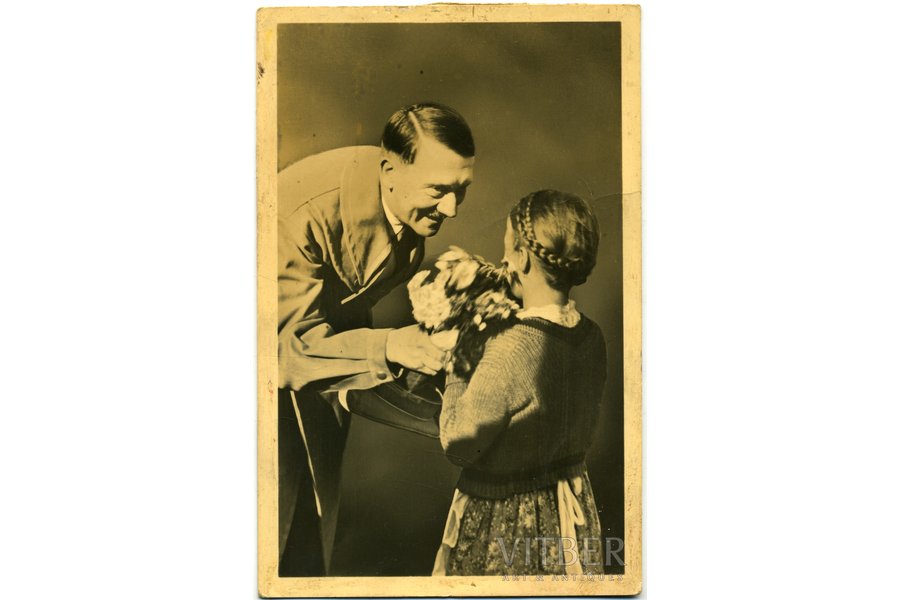 photography, Third Reich, Hitler and child, Germany, 40ties of 20th cent., 14,2x9,2 cm