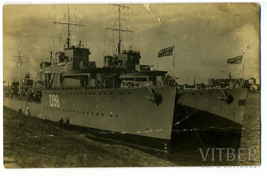 фотография, Рига, визит английских военных кораблей, Латвия, 20-30е годы 20-го века, 13,6x8,6 см