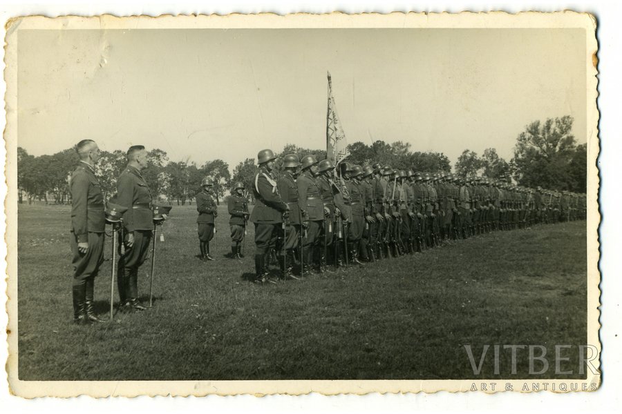 фотография, Латвийская армия, парад, Латвия, 20-30е годы 20-го века, 13,6x8,6 см