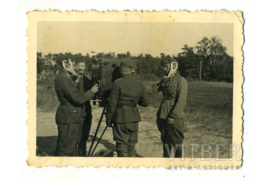 фотография, Латвийская армия, связисты, Латвия, 20-30е годы 20-го века, 8,6x6,3 см