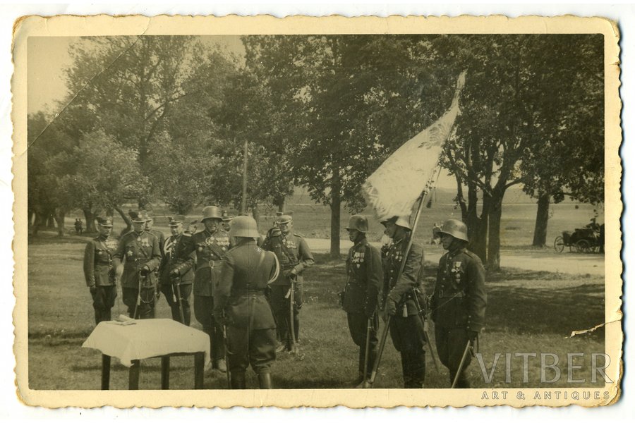 photography, Latvian Army, giving the oath, Latvia, 20-30ties of 20th cent., 13,8x8,8 cm