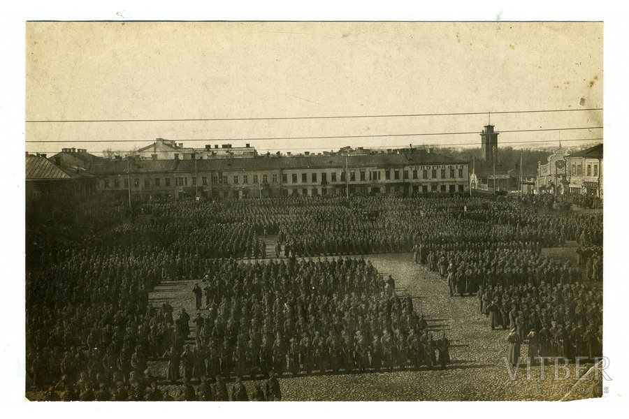фотография, Даугавпилс, военный парад, Российская империя, начало 20-го века, 16,2x10,8 см