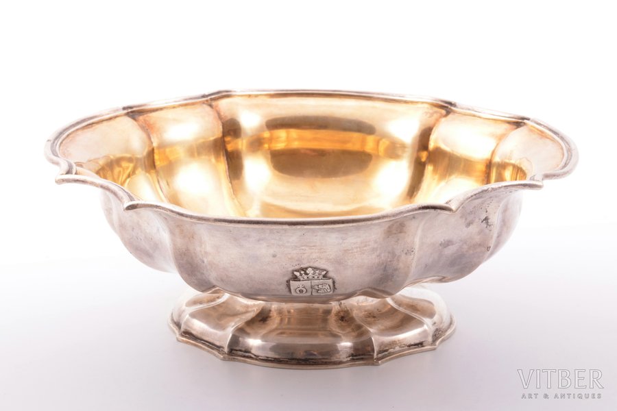 candy-bowl, silver, 84 standard, 391.15 g, gilding, 6,7 x 18.9 cm, by Yakov Wiberg, 1853, Moscow, Russia