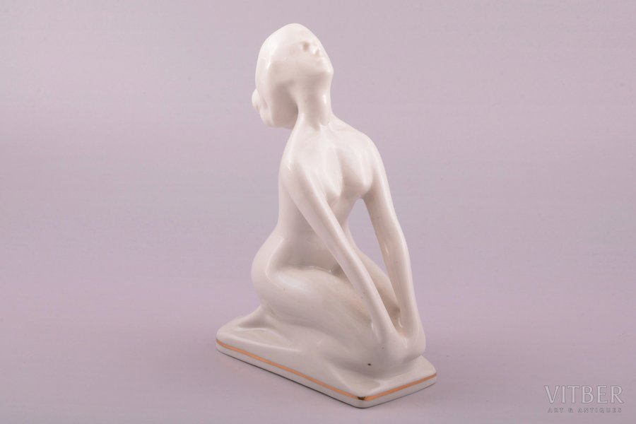 figurine, Swimmer, porcelain, Riga (Latvia), USSR, sculpture's work, by Eriks Ellers, 1959, 17 cm
