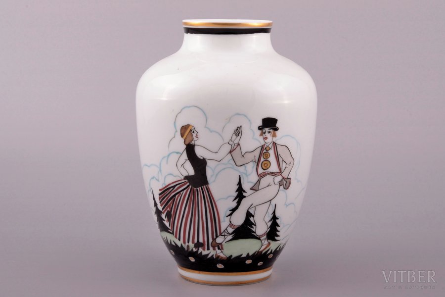 vase, Folk dance, porcelain, Burtnieks manufactory, Riga (Latvia), 1929-1939, 15.1 cm