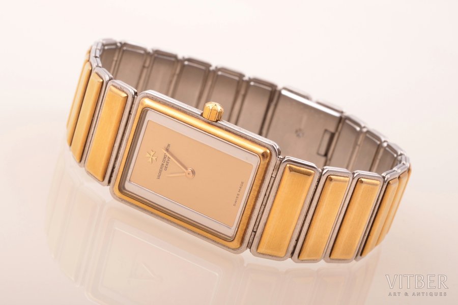 wristwatch, "Vacheron Constantin", Switzerland, gold plated, 18 K standart, steel, 2.4 x 1.9 cm, with original box