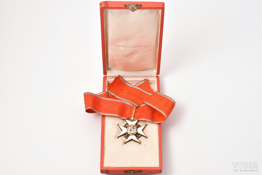 order, Cross of Recognition, 3rd class, silver, enamel, 875 standard, Latvia, 1938-1940, by V. Millers, in a box