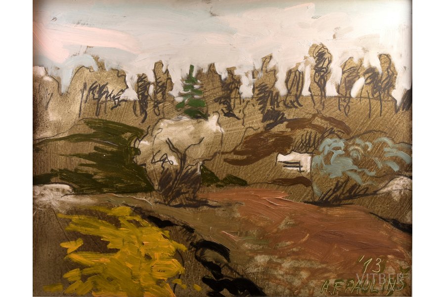 Паулиньш Албертс Францискс (1948), "У реки Имула", 2013 г., картон, масло, 48 x 61 см