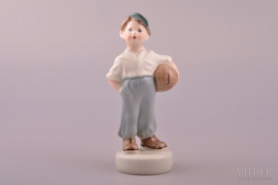 figurine, The young football player, porcelain, Riga (Latvia), USSR, Riga porcelain factory, molder - Zina Ulste, the 50ies of 20th cent., 12.1 cm, top grade