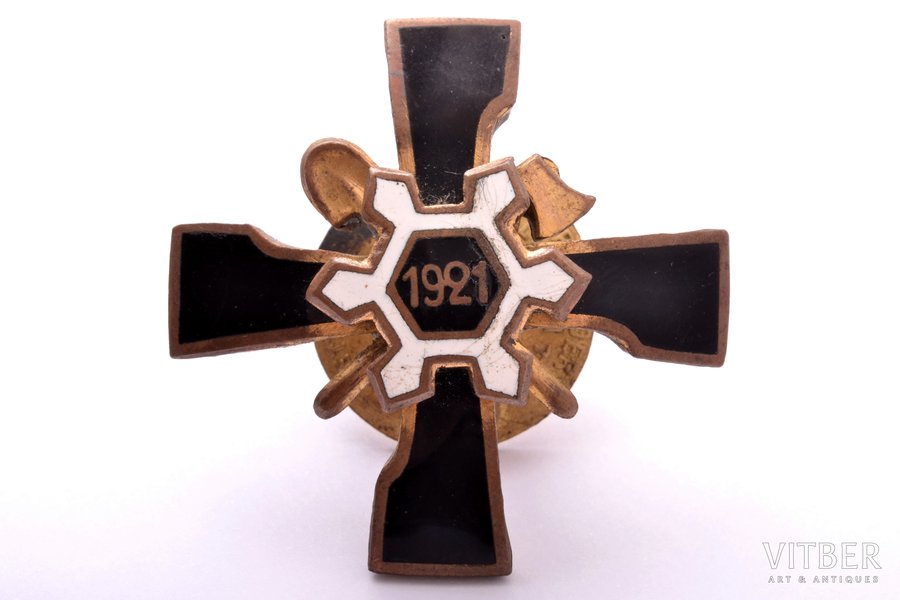 знак, Инженерно-Саперная рота, бронза, позолота, Латвия, 20е-30е годы 20го века, 43.3 x 43.5 мм