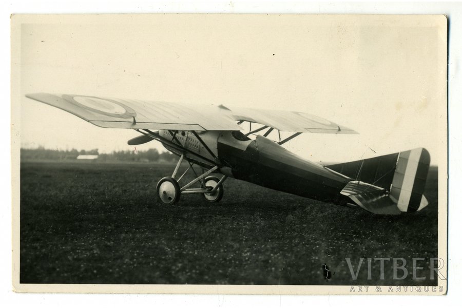 фотография, Рига, военный самолет, аэродром Спилве, Латвия, 20-30е годы 20-го века, 13,4x8,6 см