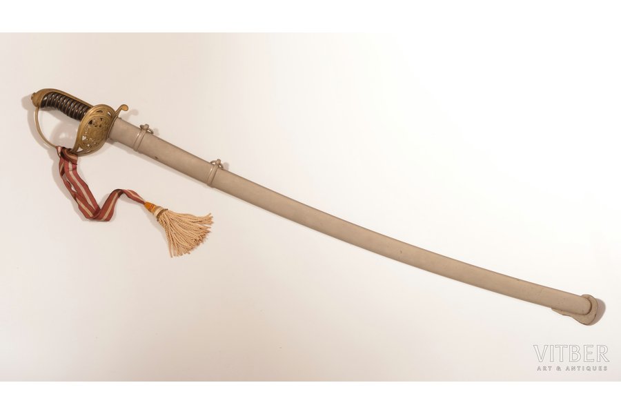 Latvijas armijas Jātnieku pulka parādes zobens ar devīzi, asmens garums 90 cm, kopējais garums 106 cm, Latvija, 20 gs. 20-30tie gadi