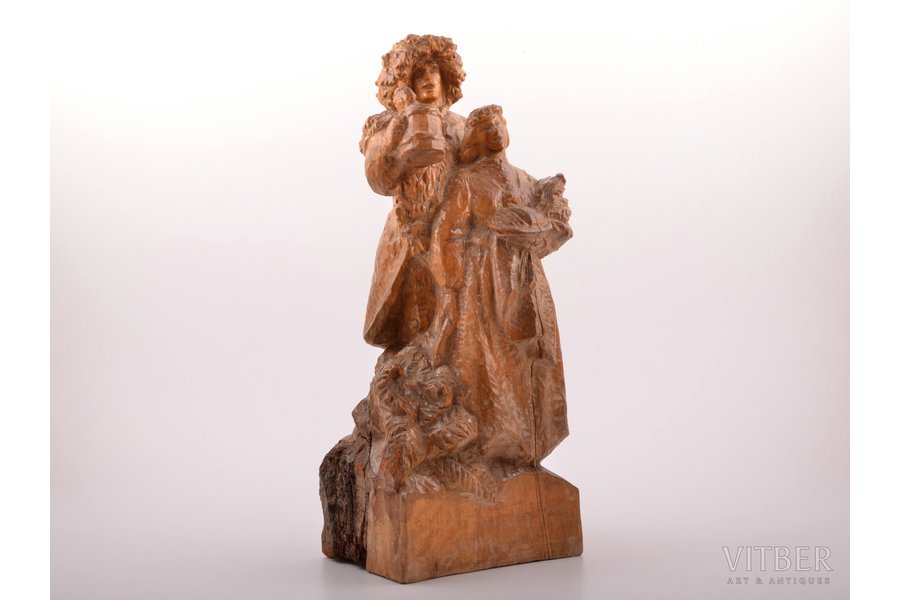 figurine, Līgo, wood, Riga (Latvia), USSR, sculpture's work, by Lize Dzeguze, 1957, h 38 cm