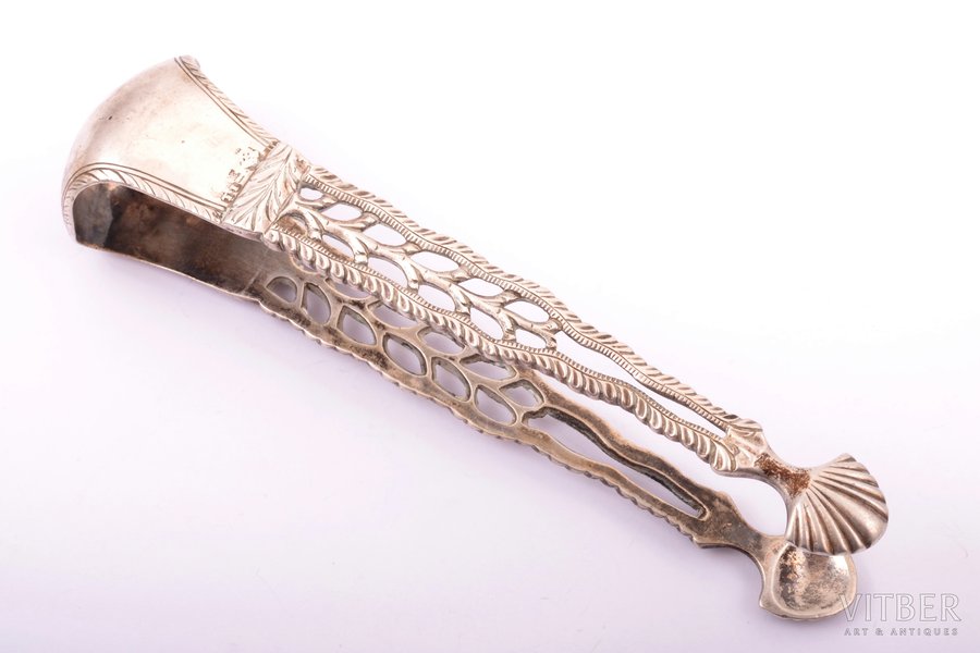 sugar tongs, silver, 84 standard, 52.60 g, 13.8 cm, the beginning of the 19th cent., Russia