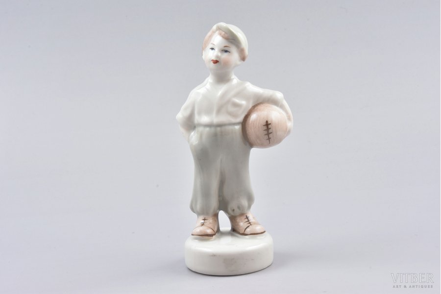 figurine, The young football player, porcelain, Riga (Latvia), USSR, Riga porcelain factory, molder - Zina Ulste, the 50ies of 20th cent., 12.1 cm, first grade