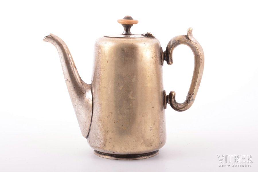 small teapot, Alexander Katch, silver plated, Russia, the border of the 19th and the 20th centuries, h 14 cm